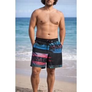 Mambo Australia Graphic Swim Trunks Surf Retro Beach Vacation Shorts L